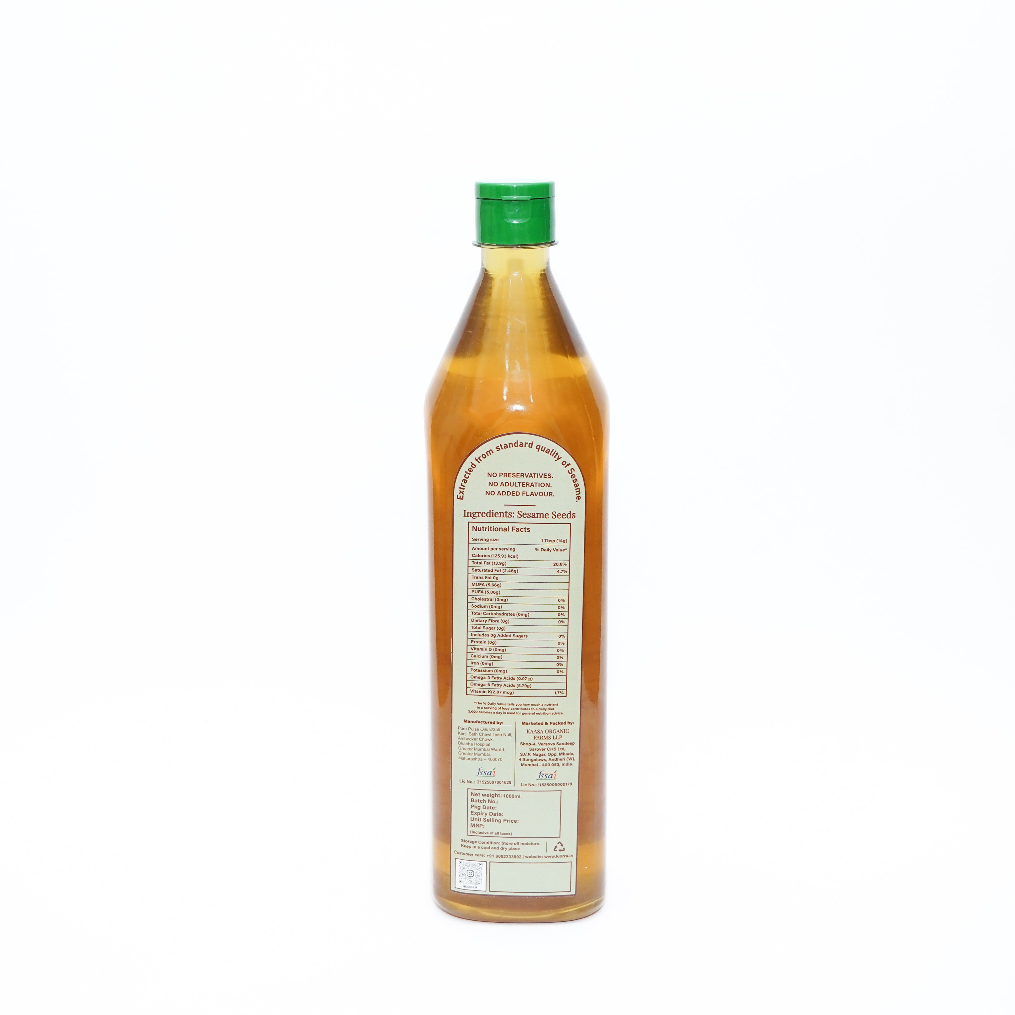 Kiorra Wood-Pressed White Sesame Oil