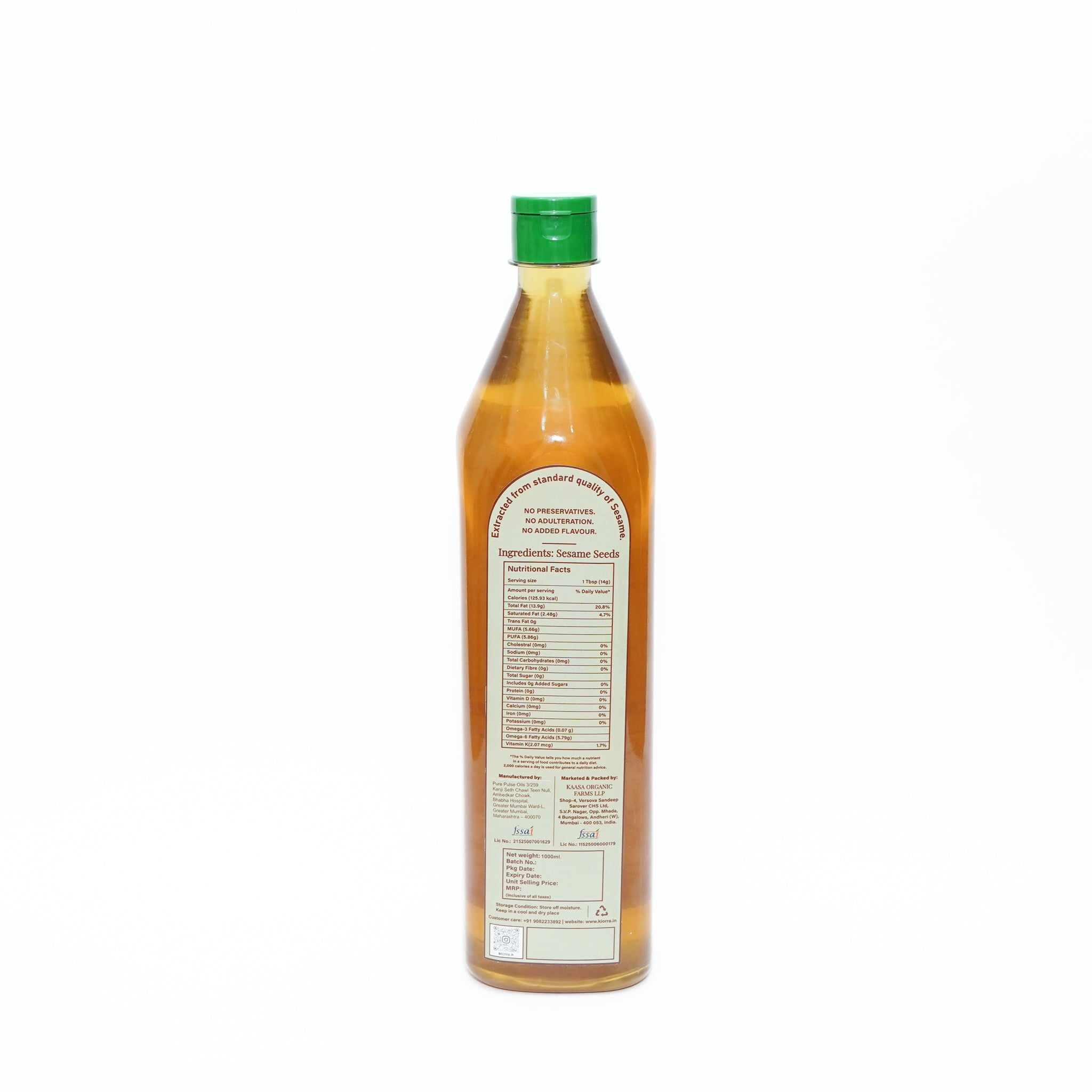 Kiorra Wood-Pressed White Sesame Oil