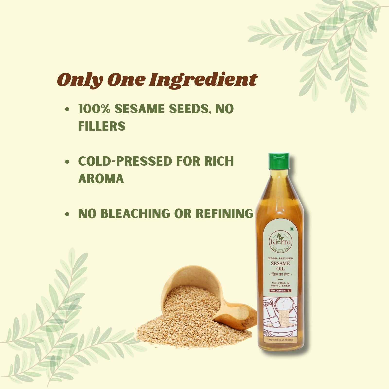 Kiorra Wood-Pressed White Sesame Oil